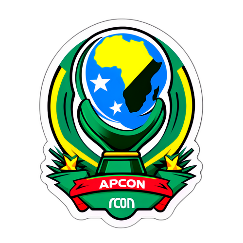 Kreativní design nálepky pro AFCON, oslavující africkou fotbalovou kulturu a tradice