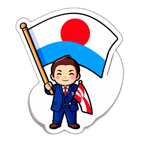 日本保守党の旗を持つキャラクターのデザイン