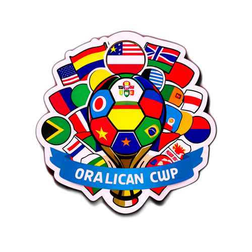 Renkli Futbolca, Kupalar ve Uluslararası Bayraklar Sticker Tasarımı