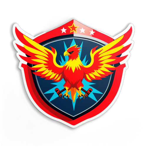 Sticker cu scut și emblema echipei Red Star - "Pasărea Phoenix!"