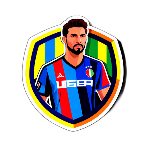 Sticker về Serie A với biểu tượng và cầu thủ nổi bật