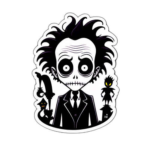 Sticker van Tim Burton in Gotische Stijl
