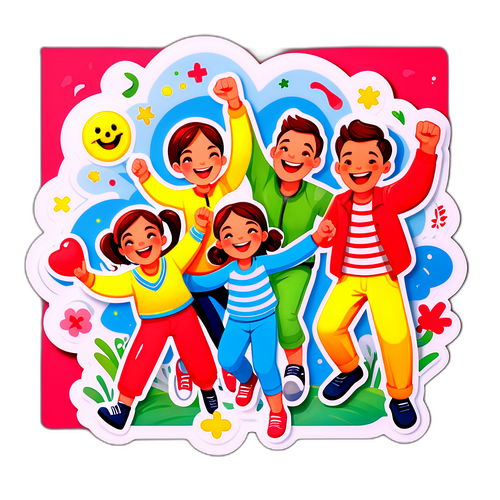 Rodina oslavující výhru