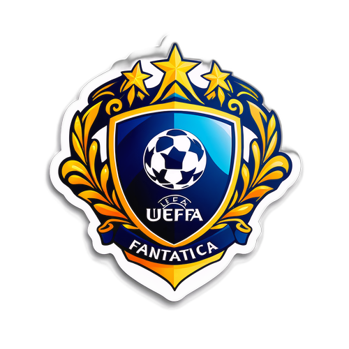 Fantasztikus UEFA logó természetes háttérben éjszakai fényekkel