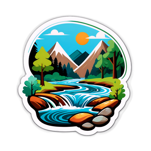 Sticker de río estilizado