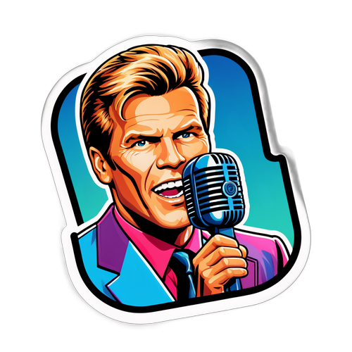 Sticker van Dieter Bohlen met een retro microfoon