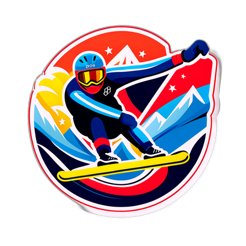 2026年冬季オリンピックモットーに基づいたダイナミックなスポーツシーンのステッカー