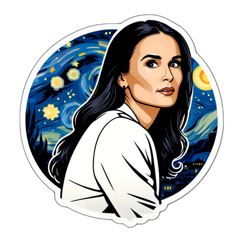 Autocolant elegant cu Demi Moore pe fundal stelar