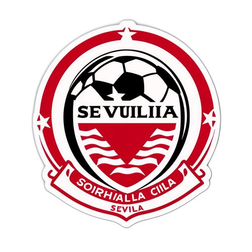 Thiết kế nhãn dán cho trận đấu bóng đá, với logo của Sevilla