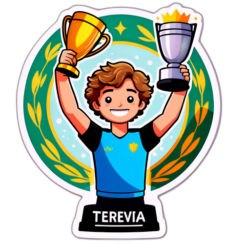 Diseño de pegatina de Alexander Zverev levantando un trofeo