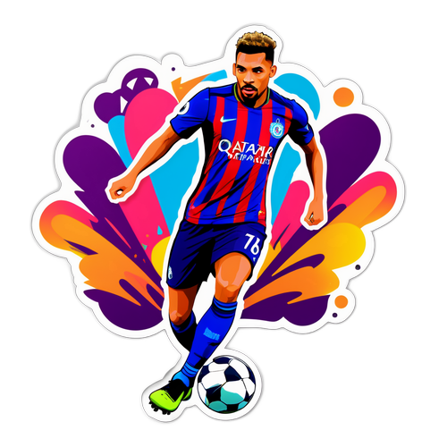 Kibandiko cha Soka Kikiwa na Mpira wa Mchezo