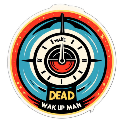 Sticker cu sunet artistic de alarmă, simbolizând trezirea și melodia 'Wake Up Dead Man'