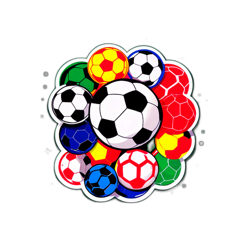 Pelotas de fútbol en el aire con los colores de los equipos de primera división