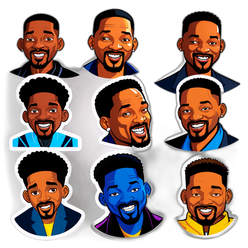 Een dynamische sticker van Will Smith die zijn veelzijdigheid toont