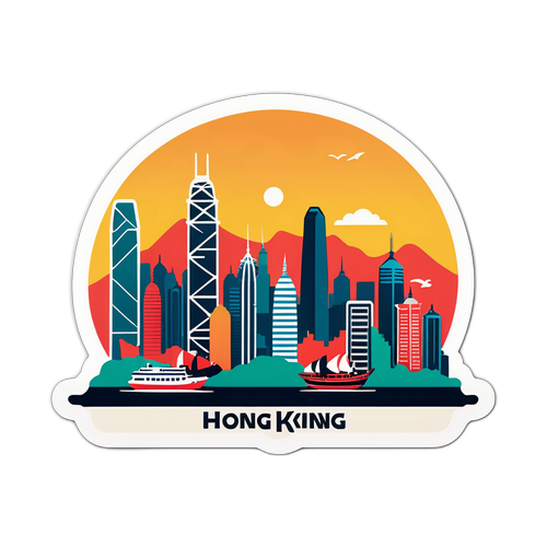Minimalt klistermärke av Hongkongs silhuett