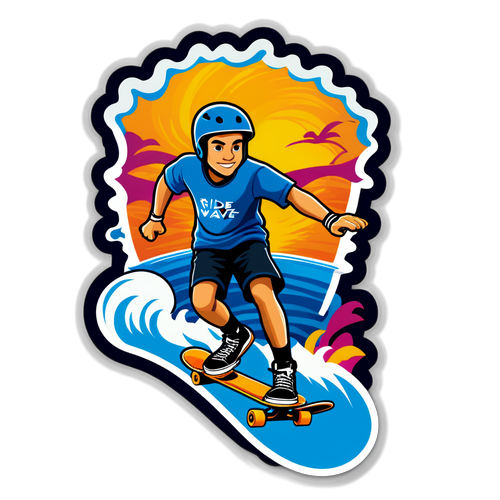 Voel de Vrijheid: 'Ride the Wave!' sticker voor de Olympische Skatefans!