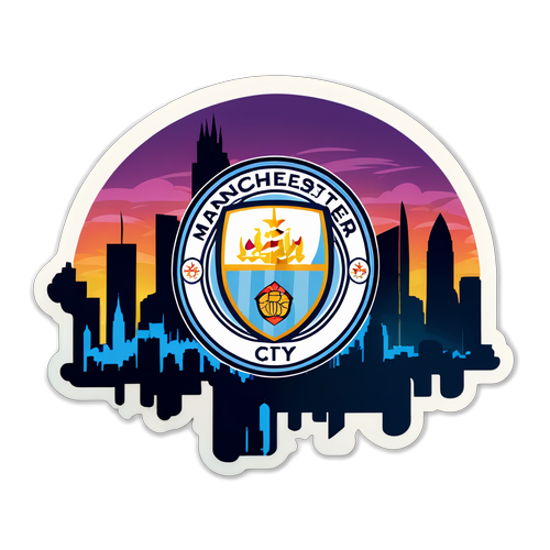 Manchester City'nin Simgesiyle Şehir Manzarasında Canlanan Renkli Sticker Tasarımı!