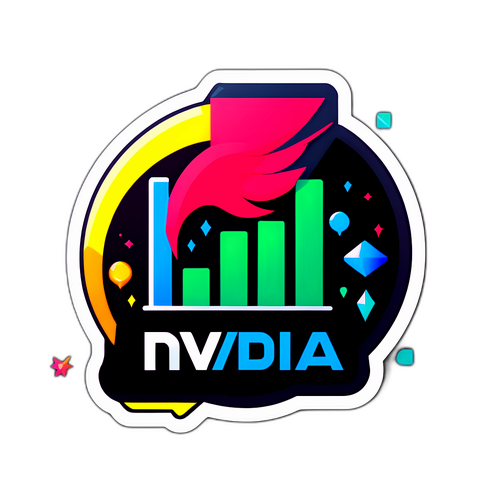 NVIDIA 주가 상승 기념 아이콘 및 그래프 스티커