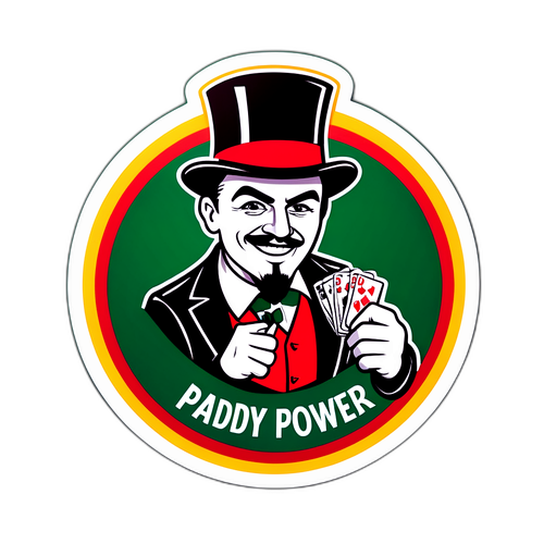 Speelse Sticker van een Gokker met "Paddy Power"