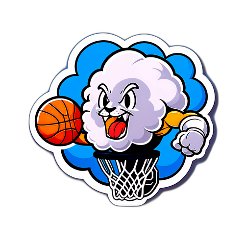 Stiker Rangkaian Awan Petir Lubang Bola Keranjang