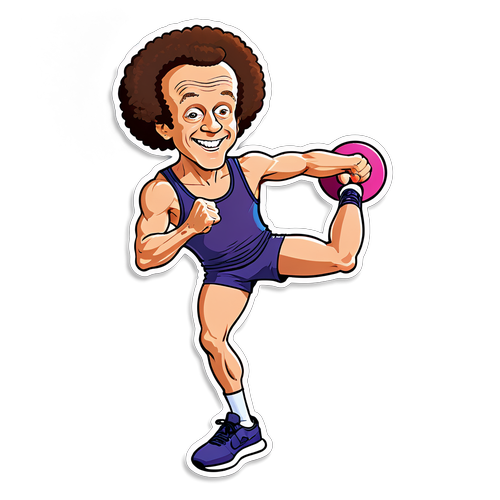 Träning med ett Leende: Upptäck Richard Simmons Tecknade Klistermärke som Smittar Glädje!