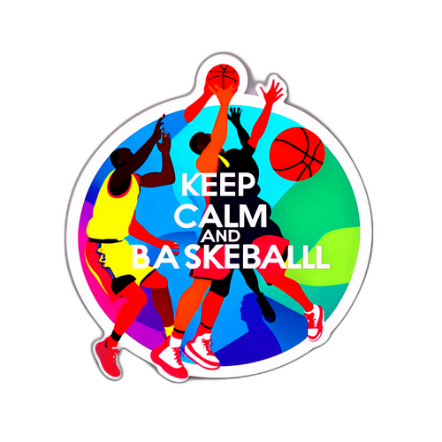 Stiker Motivasi: Tetap Tenang dan Main Basket