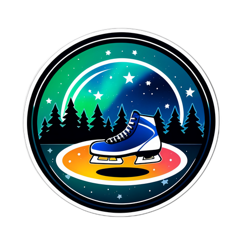 Innovatief ontwerp van een hockeypuck met sterren en het noorderlicht
