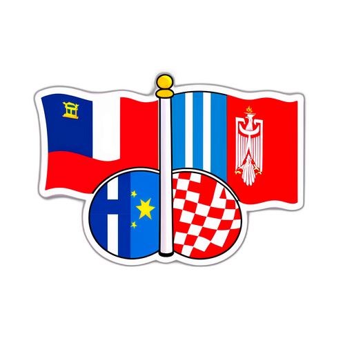 Kibandiko cha Kijadi kilicho na Bendera za Belarus na Ugiriki