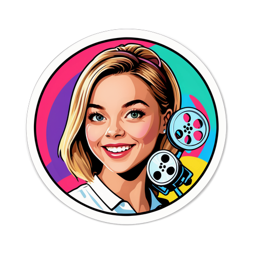Vibrant klistermerke med filmrull og Sydney Sweeney