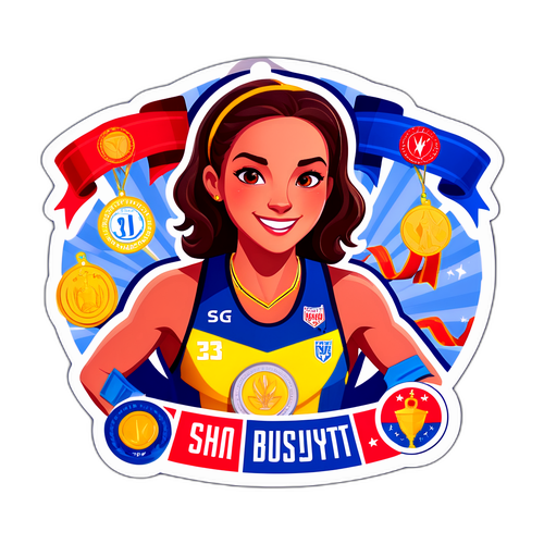 Sticker van Shari Bossuyt met haar atletische prestaties in de schijnwerpers