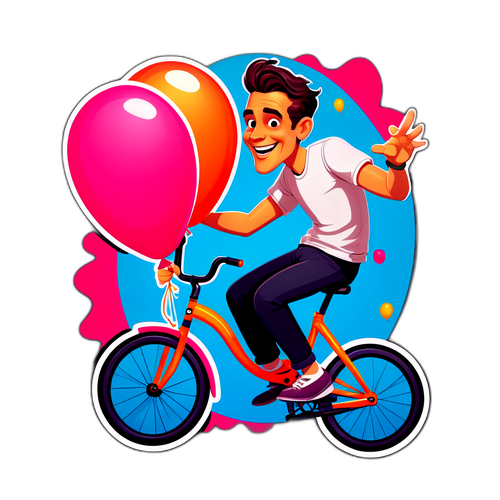 Speelse Oscar Onley met Fietsenballonnen