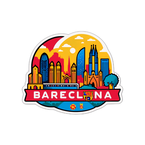 Barcelonas berømte skyline med fotballkamp