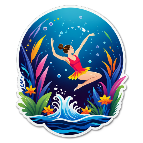 Catch the Wave of Elegance: This Stunning Artistic Swimmer Sticker Will Take Your Breath Away!