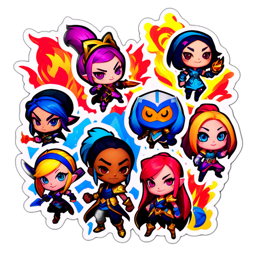 Naklejka z postaciami z League of Legends