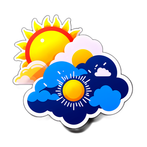 Wettervorhersage Aufkleber mit Sonne, Wolken und Regen