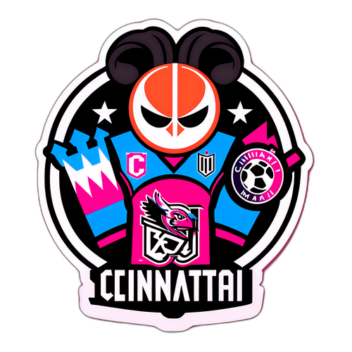 Autocollant des Maillots de Cincinnati et Inter Miami avec des Éléments de Street Art