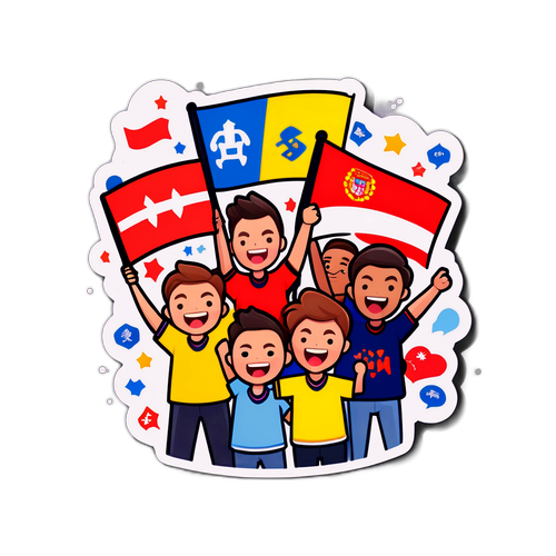 Vrolijke Fans Cartoon Sticker