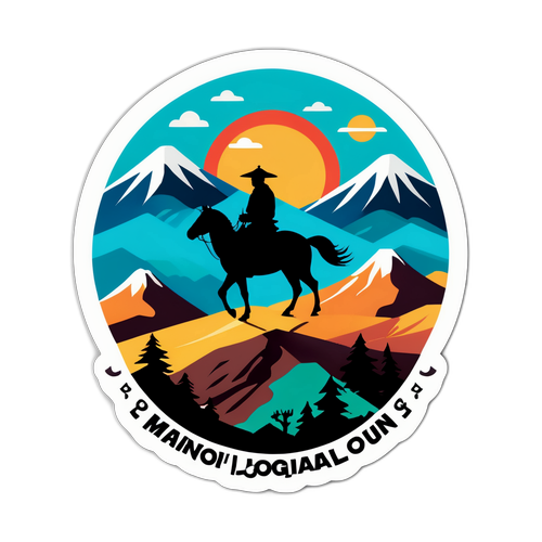 Färggrann Mongolisk Landskapstickers