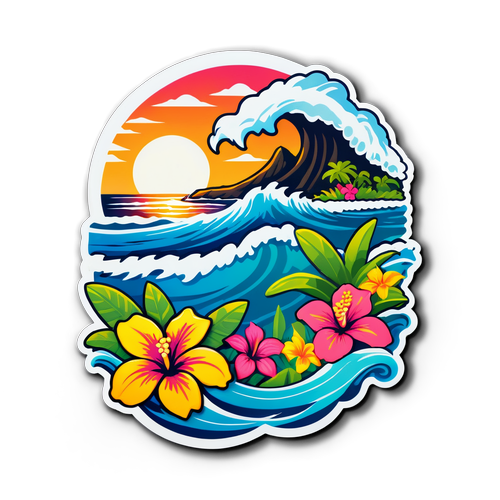 Escape to Paradise: Experience the Captivating Beauty of the Hawaiian Islands with This Stunning Sticker!