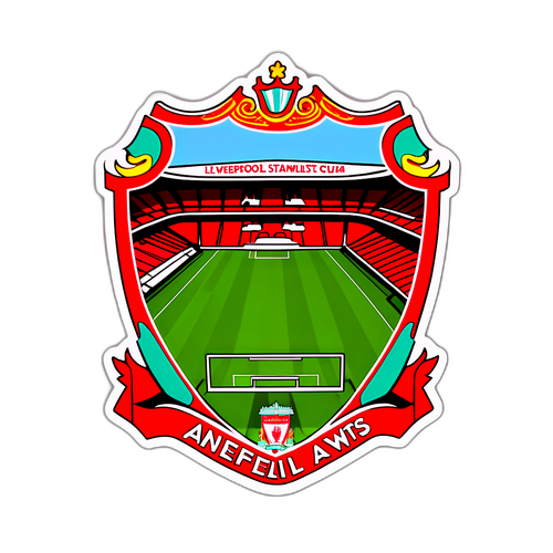 Bold Liverpool FC klistremerke med Anfield stadion