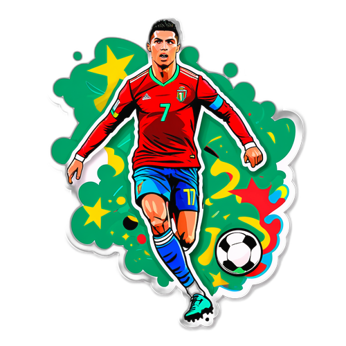 Ilustrace Cristiano Ronalda v akčním záběru