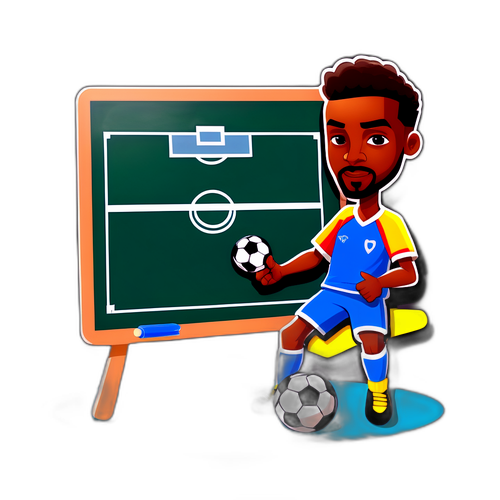 הוא לומד מהלך טקטי בכדורגל על לוח שולחן