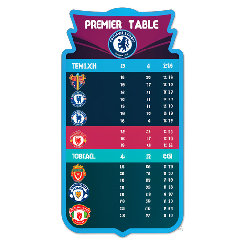 Premier League Tabelle im sportlichen Stil