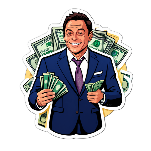 Karikatuur van Jordan Belfort met geld