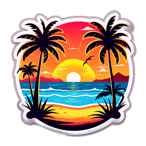 Стикер с пляжной сценой в Гоа