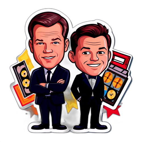 Sticker Kartun Matt Damon dan Ben Affleck