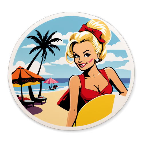 Pamela Anderson: A Vintage Style Icon Reimagined Against the Stunning Beachscape!