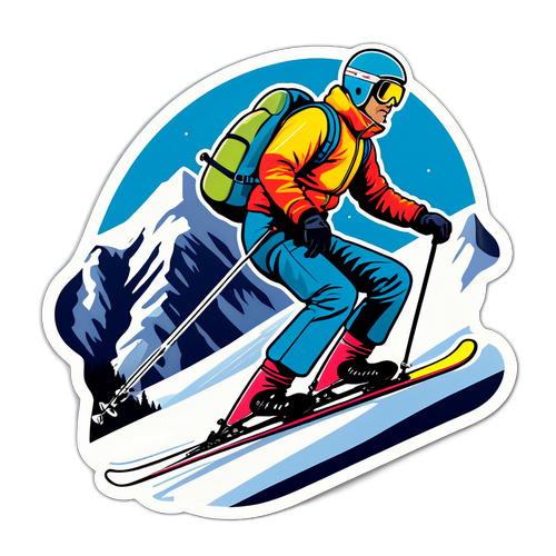 Retro-Style Sticker av Gustav Thöni i Aktion