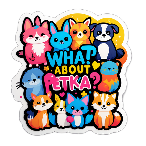 Pohledná nálepka s textem 'Co Petka?'