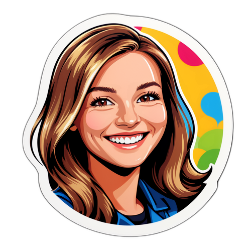 Samolepka Moniky Absolonové s úsměvem a veselým pozadím